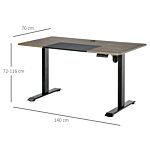 Vinsetto Height Adjustable Electric Standing Desk With 4 Automatic Memory Preset 140cm X 70cm Tabletop Stand Up Desk For Home Office