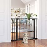 Pawhut Pressure Fit Safety Gate For Doors And Stairs, Dog Gate With Auto Close, Pet Barrier For Hallways, With Double Locking, 2 Extensions Kit Black