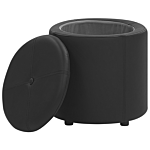 Pouffe Black Faux Leather 40 X 38 Cm With Storage Stool Glamour Beliani