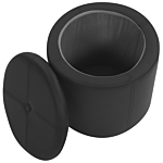 Pouffe Black Faux Leather 40 X 38 Cm With Storage Stool Glamour Beliani