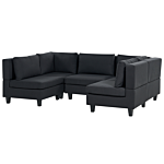 Modular Sofa With Ottoman Black Fabric Upholstered U-shaped 5 Seater With Ottoman Cushioned Backrest Modern Living Room Couch Beliani