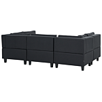 Modular Sofa With Ottoman Black Fabric Upholstered U-shaped 5 Seater With Ottoman Cushioned Backrest Modern Living Room Couch Beliani