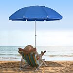 Outsunny Arc. 1.9m Beach Umbrella With Pointed Design Adjustable Tilt Carry Bag For Outdoor Patio Blue