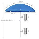 Outsunny Arc. 1.9m Beach Umbrella With Pointed Design Adjustable Tilt Carry Bag For Outdoor Patio Blue