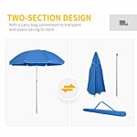 Outsunny Arc. 1.9m Beach Umbrella With Pointed Design Adjustable Tilt Carry Bag For Outdoor Patio Blue