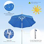 Outsunny Arc. 1.9m Beach Umbrella With Pointed Design Adjustable Tilt Carry Bag For Outdoor Patio Blue