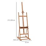 Vinsetto H-frame Wooden Studio Easel Height Adjustable With Canvas Holder And Pencil Case For Display, Exhibition, Drawing, Painting