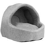 Soft Fleece Cat Igloo Bed - Grey