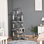 Pawhut Cat Tree For Indoor Cats Kitten Kitty Scratching Scratcher Post Climbing Tower Activity Centre House Grey