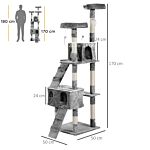 Pawhut Cat Tree For Indoor Cats Kitten Kitty Scratching Scratcher Post Climbing Tower Activity Centre House Grey