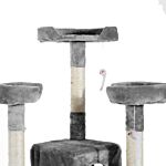 Pawhut Cat Tree For Indoor Cats Kitten Kitty Scratching Scratcher Post Climbing Tower Activity Centre House Grey