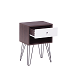 Bedside Table Nightstand Dark Wood With White 1 Drawer Manufactured Wood Modern Design Beliani