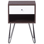 Bedside Table Nightstand Dark Wood With White 1 Drawer Manufactured Wood Modern Design Beliani
