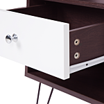 Bedside Table Nightstand Dark Wood With White 1 Drawer Manufactured Wood Modern Design Beliani