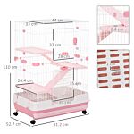 Pawhut Four-tier Small Animal Cage, For Bunnies, Ferrets, Chinchillas W/ Wheels, Tray - Pink