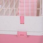 Pawhut Four-tier Small Animal Cage, For Bunnies, Ferrets, Chinchillas W/ Wheels, Tray - Pink