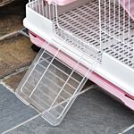 Pawhut Four-tier Small Animal Cage, For Bunnies, Ferrets, Chinchillas W/ Wheels, Tray - Pink