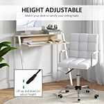 Homcom Home Office Chair And Computer Desk Set, Faux Leather Desk Chair With Swivel Wheels, Study Desk With Storage Shelf, White