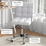 Homcom Home Office Chair And Computer Desk Set, Faux Leather Desk Chair With Swivel Wheels, Study Desk With Storage Shelf, White