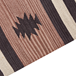 Klim Area Rug Beige And Brown Cotton 140 X 200 Cm Cut Shuttle Handwoven Floor Wall Rug Geometric Reversible Pattern Tassels Beliani
