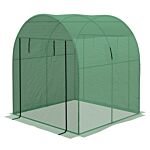 Outsunny Polytunnel Greenhouse Walk-in Grow House With Uv-resistant Pe Cover, Doors And Mesh Windows, 1.8 X 1.8 X 2m, Green