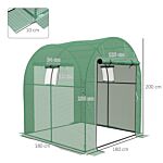 Outsunny Polytunnel Greenhouse Walk-in Grow House With Uv-resistant Pe Cover, Doors And Mesh Windows, 1.8 X 1.8 X 2m, Green