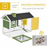 Pawhut Rabbit Hutch Wood Bunny Rabbit Cage For Outdoor Indoor With Pull Out Tray Run Box Ramp Asphalt Roof For Small Animals Green