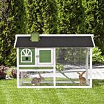 Pawhut Rabbit Hutch Wood Bunny Rabbit Cage For Outdoor Indoor With Pull Out Tray Run Box Ramp Asphalt Roof For Small Animals Green