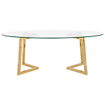 Coffee Table Gold Glass 120 X 60 Cm Metal Legs Modern Beliani