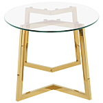 Coffee Table Gold Glass 120 X 60 Cm Metal Legs Modern Beliani