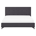 Bed Frame Dark Grey Upholstery 160 X 200 Cm Eu King Size 5ft3 Tufted Headboard Rubberwood Legs Slatted Frame Modern Design Beliani