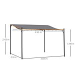 Outsunny 4 X 3 Meters Canopy Metal Wall Gazebo Awning Garden Marquee Shelter Door Porch - Grey