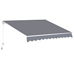 Outsunny 3 X 2.5m Garden Patio Manual Awning Retractable Canopy Sun Shade Shelter With Fittings And Crank Handle Grey