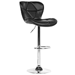 Set Of 2 Bar Stool Black Faux Leather Swivel Adjustable Height Modern Kitchen Bar Chair Beliani