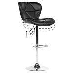 Set Of 2 Bar Stool Black Faux Leather Swivel Adjustable Height Modern Kitchen Bar Chair Beliani