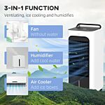 Homcom Room Air Cooler With Ice Packs, Ice Cooling Fan Water Conditioner Humidifier Unit With Remote, Timer, Oscillating