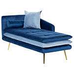 Chaise Lounge Blue Velvet Left Hand Tufted Buttoned Thickly Padded With Cushions Left Hand Living Room Furniture Beliani