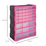 Durhand 39 Drawer Storage Cabinets, 38lx16dx47.5h Cm, Plastic-rose Red