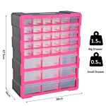 Durhand 39 Drawer Storage Cabinets, 38lx16dx47.5h Cm, Plastic-rose Red