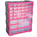 Durhand 39 Drawer Storage Cabinets, 38lx16dx47.5h Cm, Plastic-rose Red