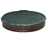 Outsunny Kids Outdoor Round Sandbox W/ Waterproof Oxford Canopy Bottom Fabric Liner Children Playset For 3-12 Years Old Backyard Brown