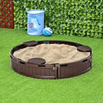 Outsunny Kids Outdoor Round Sandbox W/ Waterproof Oxford Canopy Bottom Fabric Liner Children Playset For 3-12 Years Old Backyard Brown