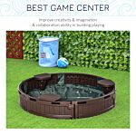 Outsunny Kids Outdoor Round Sandbox W/ Waterproof Oxford Canopy Bottom Fabric Liner Children Playset For 3-12 Years Old Backyard Brown