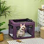 Pawhut Dog Carrier Bag Portable Cat Carrier Foldable Dog Bag For Miniature And Small Dogs, 69 X 51 X 51 Cm, Purple