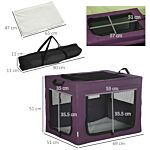 Pawhut Dog Carrier Bag Portable Cat Carrier Foldable Dog Bag For Miniature And Small Dogs, 69 X 51 X 51 Cm, Purple