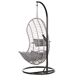 Hanging Chair Grey Rattan Metal Frame Indoor-outdoor Curved Shape Boho Beliani