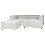 Modular Left Hand Sofa Grey Linen 2 Seater Sectional Corner Sofa With Ottoman Black Legs Modern Living Room Beliani