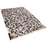 Cowhide Area Rug Multicolour Patchwork 160 X 230 Cm Geometric Pattern Modern Beliani