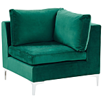 Modular Sofa Green Velvet U Shape 6 Seater With Ottoman Silver Metal Legs Glamour Style Beliani