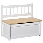 Homcom 2-in-1 Wooden Toy Box Seat Bench Storage Chest Cabinet Organizer With Safety Pneumatic Rod 60 X 30 X 50cm White